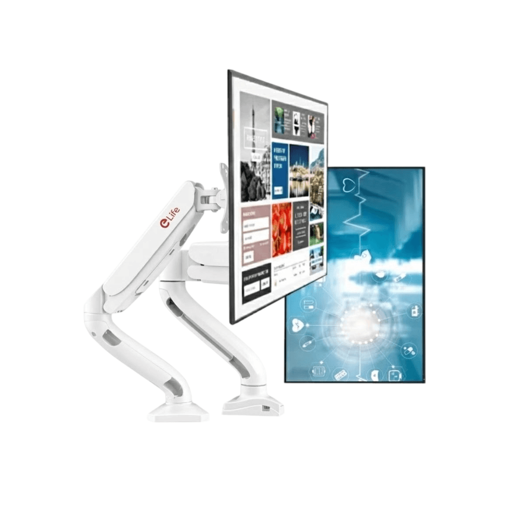 แขนจับจอมอนิเตอร์ 1 แขน ELIFE CS95 หมุนได้360° สีขาว_8